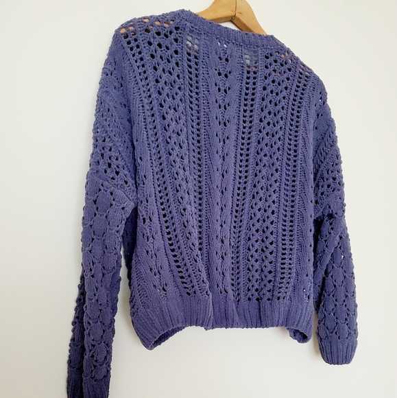 Kendall & Kylie blue knit open crop sweater - Picture 8 of 9